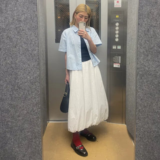 Plain cropped short-sleeved shirt