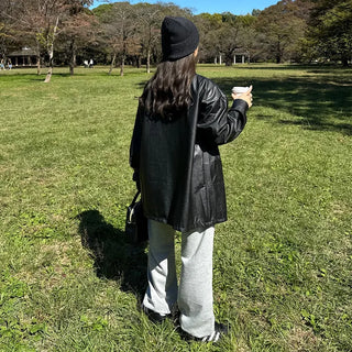 Single leather half jacket