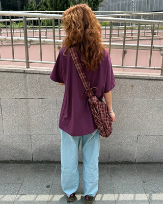 Checked Ribbon Shoulder Bag