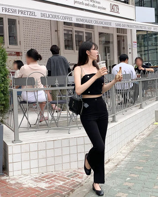Slit long bootcut pants