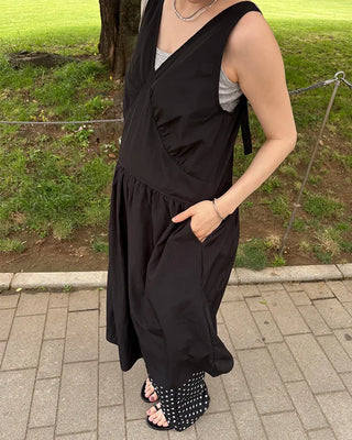 Gathered Point Wrinkle Long Dress