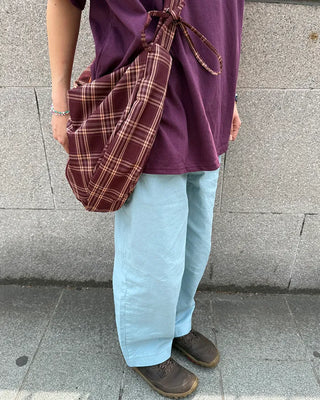 Checked Ribbon Shoulder Bag