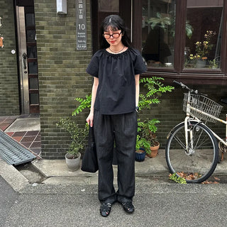 Neckline shirred blouse