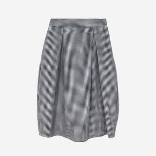 [3 colors] Petite check pintuck long skirt
