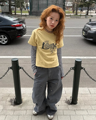 Jewel neck striped T-shirt