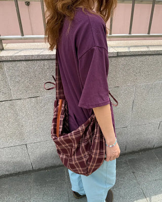 Checked Ribbon Shoulder Bag