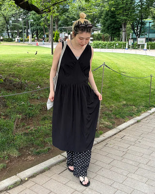 Gathered Point Wrinkle Long Dress