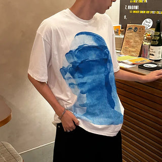 Silhouette print short-sleeved T-shirt