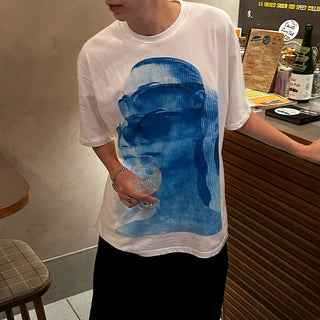 Silhouette print short-sleeved T-shirt
