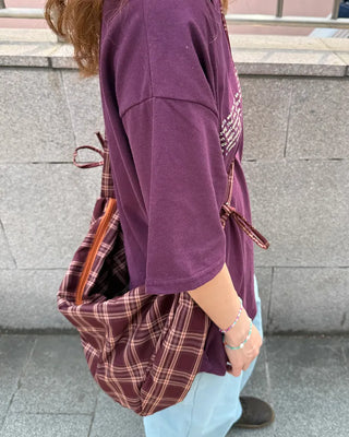 Checked Ribbon Shoulder Bag