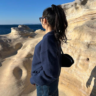 Drop Shoulder Oversized Round Knit