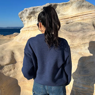 Drop Shoulder Oversized Round Knit