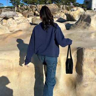 Drop Shoulder Oversized Round Knit