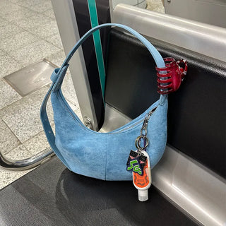 Suede Moon Belt Shoulder Bag