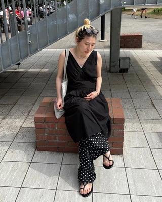 Dot Linen Mix Easy Pants