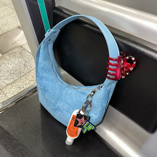 Suede Moon Belt Shoulder Bag