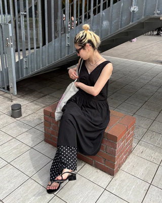 Dot Linen Mix Easy Pants
