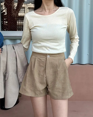 Round simple long-sleeved T-shirt
