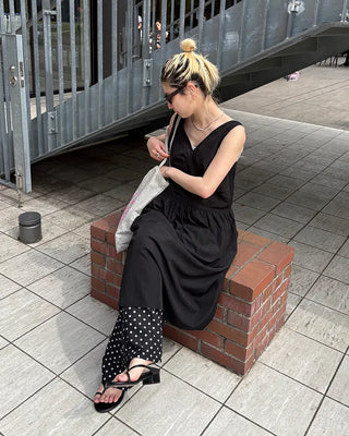 Gathered Point Wrinkle Long Dress