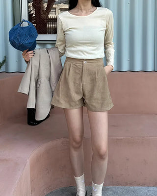 Round simple long-sleeved T-shirt