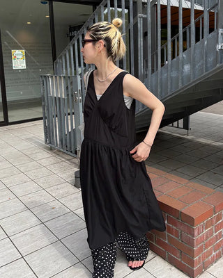 Gathered Point Wrinkle Long Dress