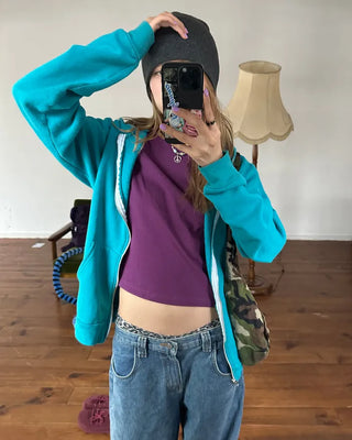 Shoulder seam semi-cropped half T-shirt