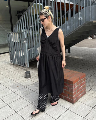 Gathered Point Wrinkle Long Dress