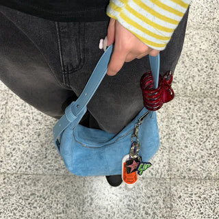 Suede Moon Belt Shoulder Bag