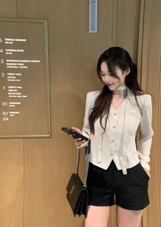 Tie jacket & blouse set