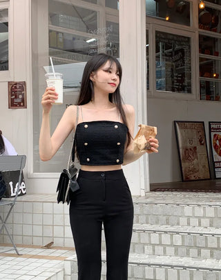 Slit long bootcut pants