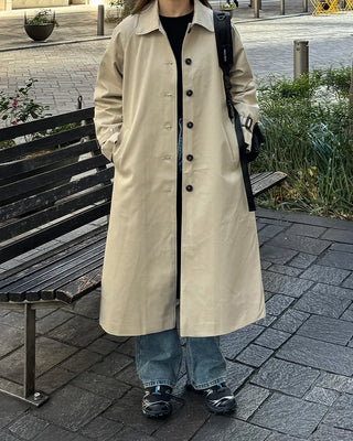 Single-breasted long trench coat