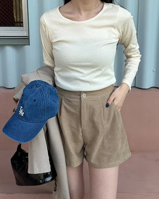 Round simple long-sleeved T-shirt
