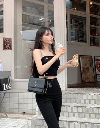 Slit long bootcut pants