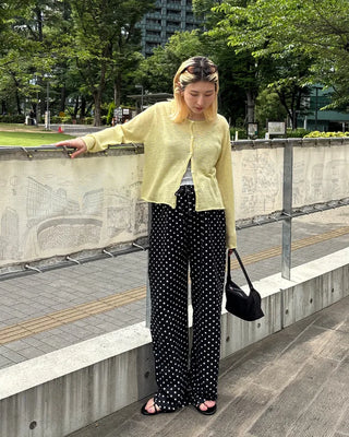 Dot Linen Mix Easy Pants