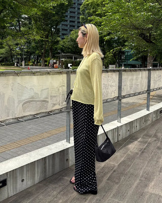 Dot Linen Mix Easy Pants