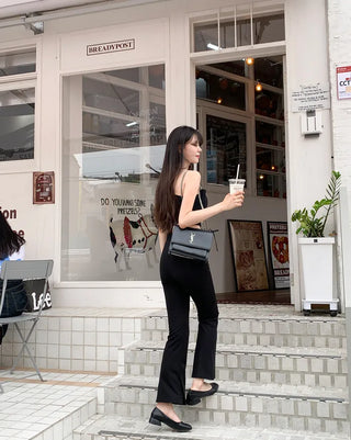 Slit long bootcut pants