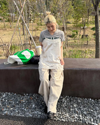 Curved center seam cotton pants