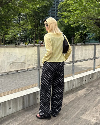 Dot Linen Mix Easy Pants