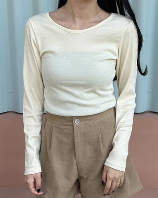 Round simple long-sleeved T-shirt