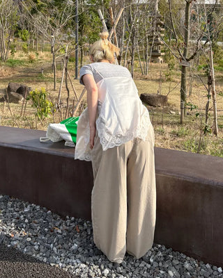 Curved center seam cotton pants