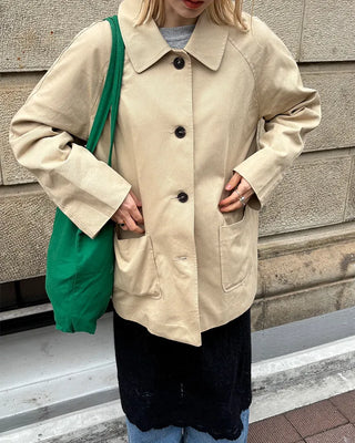 Square pocket single half trench coat