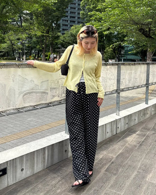 Dot Linen Mix Easy Pants