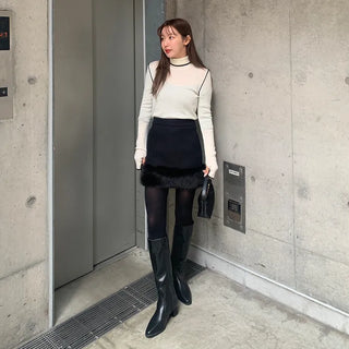 Hem fur mini skirt