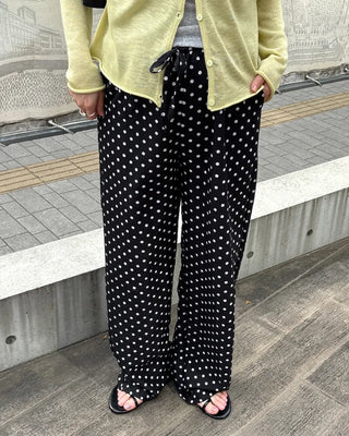Dot Linen Mix Easy Pants