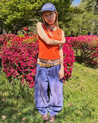 (ORIGINAL) Loose-fit denim pants (purple)