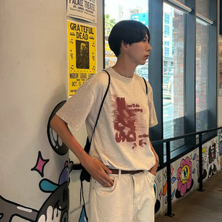 Vintage print short-sleeved T-shirt