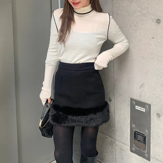 Hem fur mini skirt