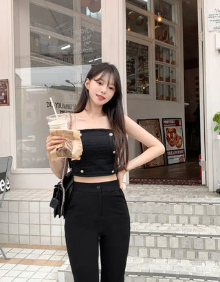 Slit long bootcut pants