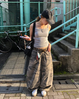 Camouflage Super Wide Cotton Pants