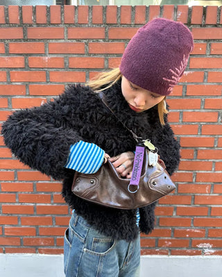 Vintage leather one-shoulder square bag